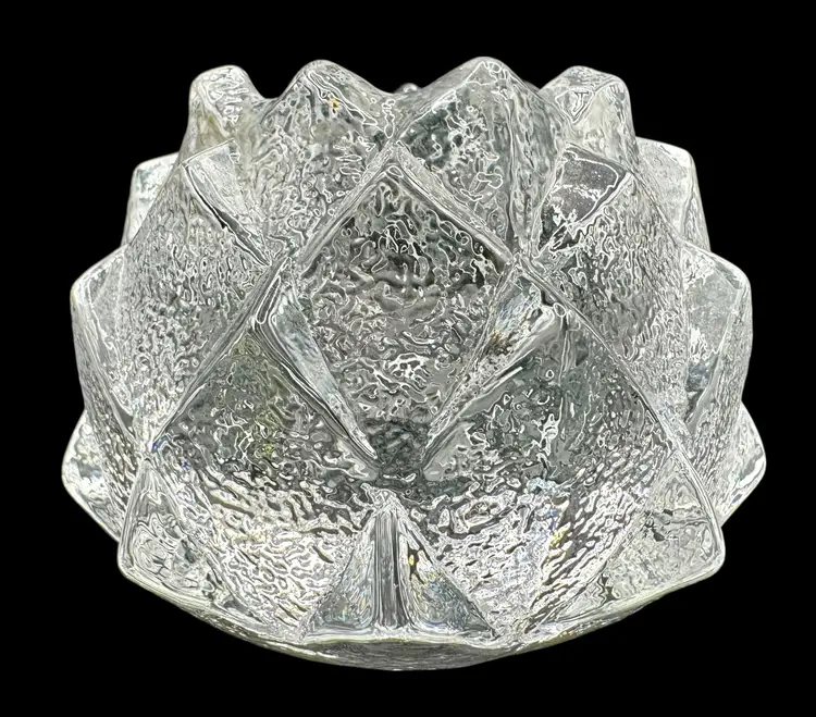 Signed Orrefors Sweden Candle Holder Crystal Glass Artichoke Firefly Nimbus 3”