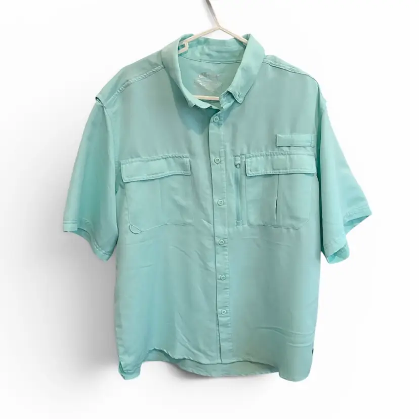 NWT SILVER BAIT Mens Fishing Shirt Size L Vented Aqua Green Short Sleeve