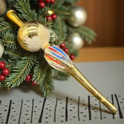 Vintage Christmas Commodore Finial Tree Topper Romania Glitter Hand Painted