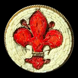 AMAZING Fleur Di Lis Micro Mosaic Brooch 1.25”