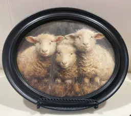 Three Sheep Oval Black Wall/table Frame 10x12"