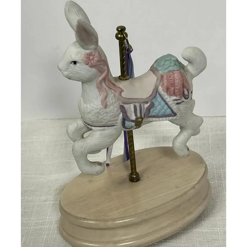 Vintage Easter Bunny Rabbit Carousel Music Box