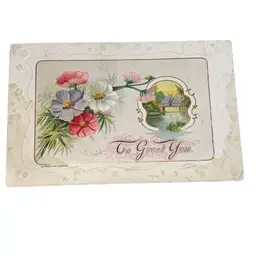 Antique 1909 Greeting Postcard Embossed