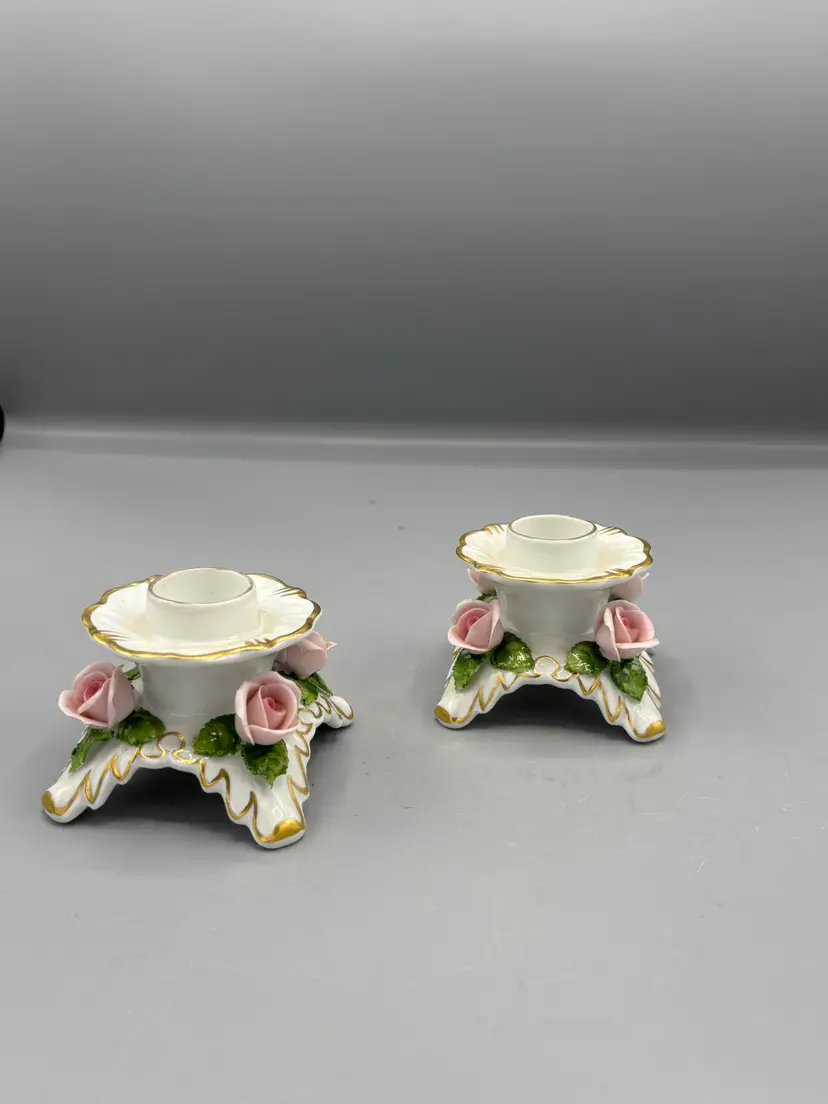 Kaiser German candle holder with porcelain roses