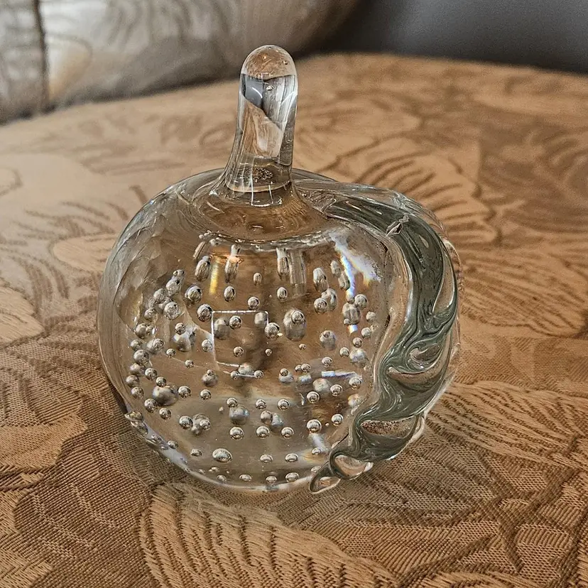 Vintage Glass Crystal Bullicante Apple Paperweight