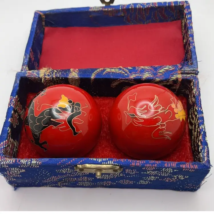 POW3 VTG Asian Theme Stress Balls Musical Meditation Dragon and Phoenix Rising Bird