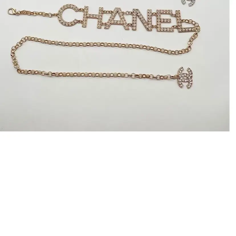 Chanel Gwp Rhinestone Belt Gold Tone