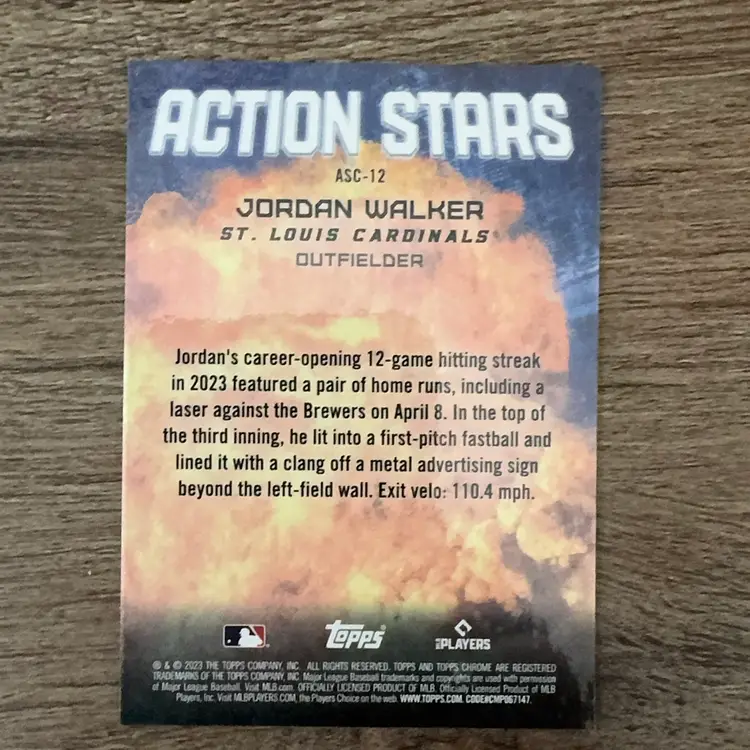 Jordan Walker Action Stars RC 2023 Topps Chrome St. Louis Cardinals