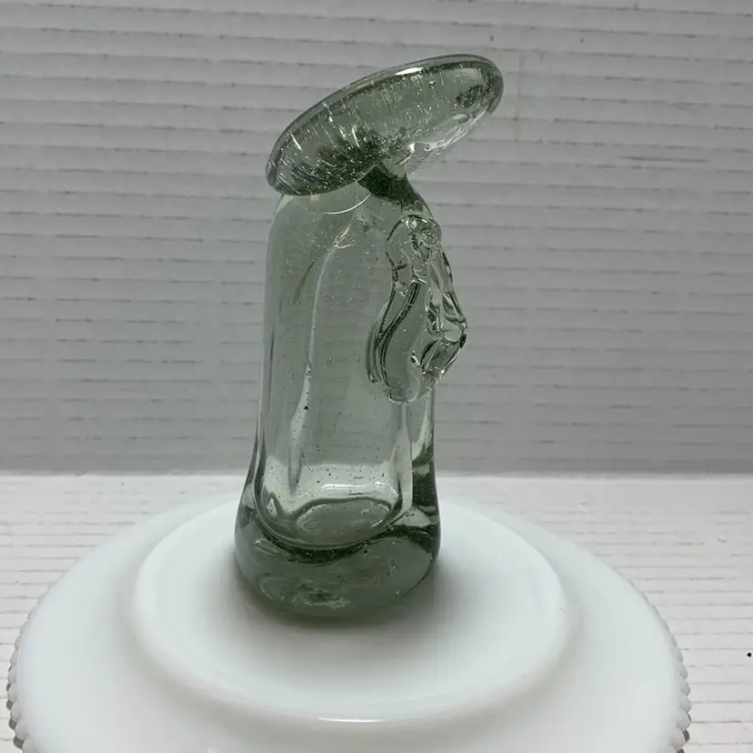 Blown Glass Praying Mary With Halo 5” Tall Figurine 