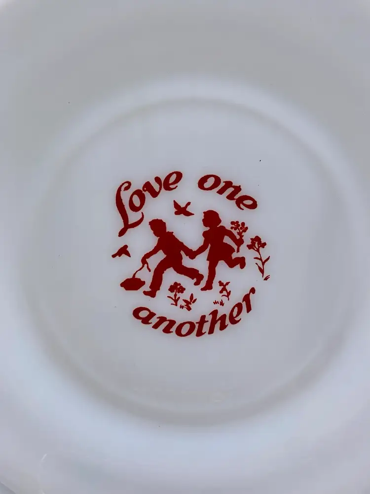Vintage Hazel Atlas Love One Another Milk Glass Plate 7 Inch