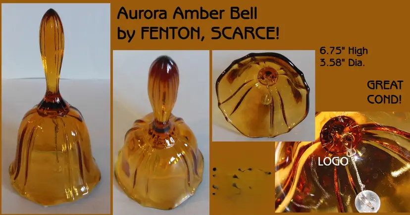 Vintage Fenton Aurora Amber Glass Bell