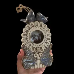 Pottery Blue & Cream Love Birds Wall Pocket 6.5”