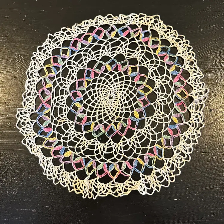 Set of 3 Pastel Rainbow Crocheted Doilies #43