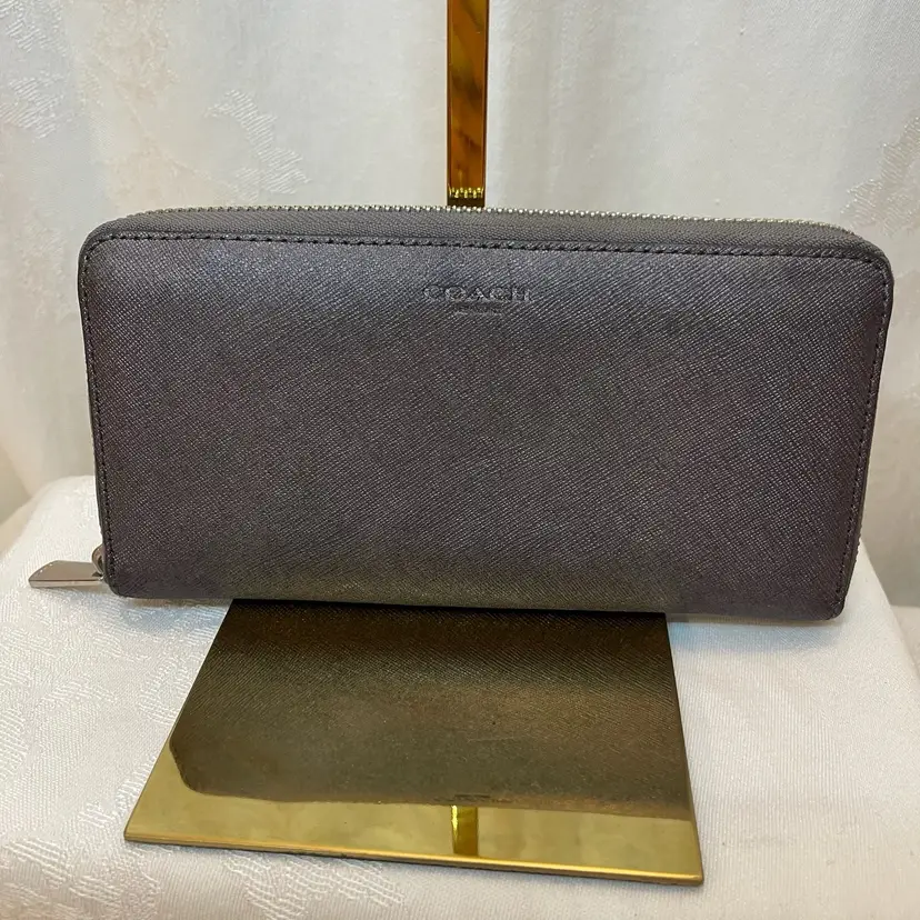 Coach Grey Zip Around Wallet