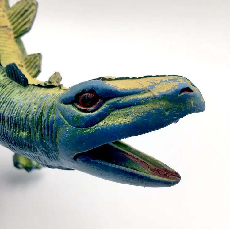 Vintage 1980s Stegosaurus Dinosaur Rubber/Plastic Toy Figure 16” - Dor Mei Toys