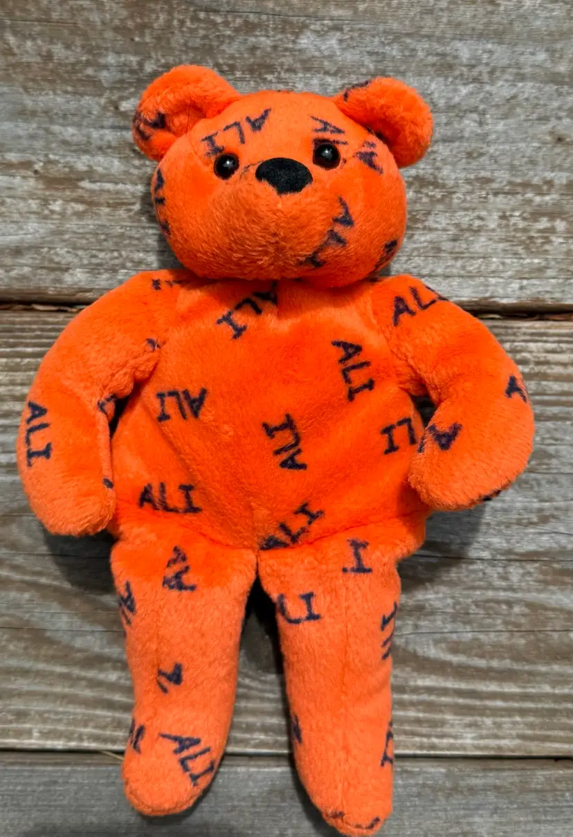 Vintage 1999 Orange Muhammad Ali Salvinos Bammers Stuffed Bear Beanie Babies