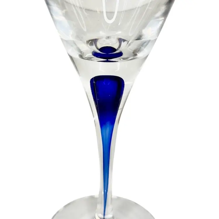Orrefors 1984 Intermezzo Blue Drop made in Sweden Wine Glasses