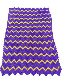 Handmade Crotchet Chunky Knit Chevron Afghan Throw 73x43 Vikings Purple Scallop