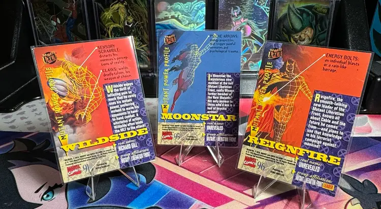 1994 Fleet Ultra Marvel 3 Card lot Featuring Wildside, Moonstar, And Reignfire