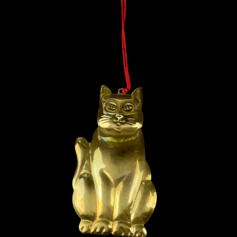 Department 56 Brass Cat Ornament Vintage Christmas