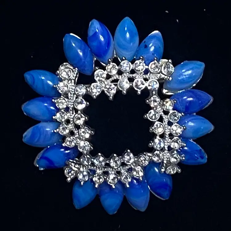 Vintage Blue/Rhinestone Brooch