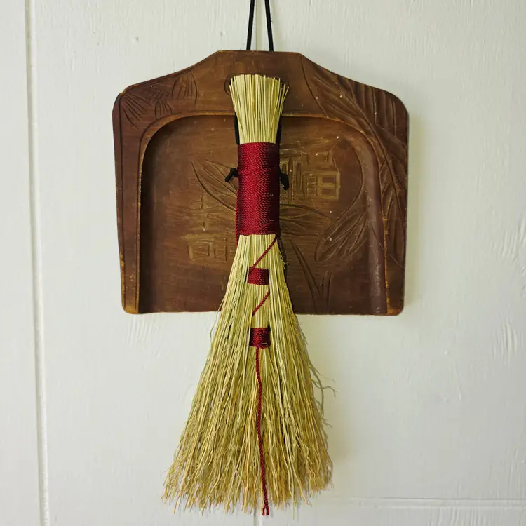Vintage Japanese Handed Carved Wooden Crumb Sweeper (Silent Butler) with Handmade Crumb Brush Options by Brooms by Jenza