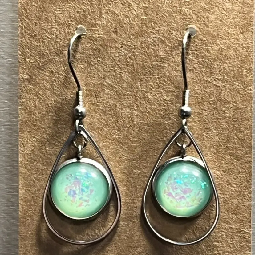 Dangle Foil/Glitter Earring Handmade By Me As Pictured