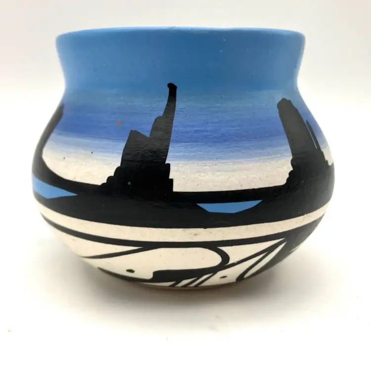 BIN - Vintage Cedar Mesa Navajo Hand Painted Pottery Pot Signed