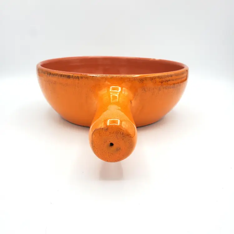 De Silva Orange Terracotta Pottery Crock Soup Chili Casserole Handled Bowl Italy