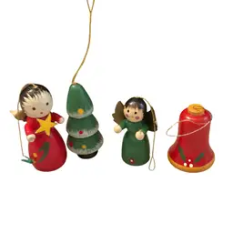 4 Vintage Wooden Ornaments