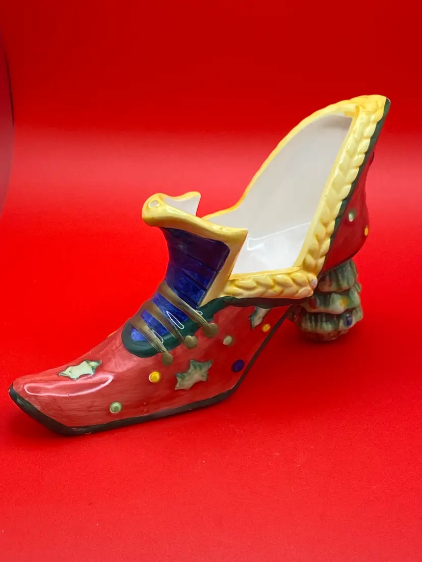 Holiday Shoe w/ Xmas Tree Heel, 7" Long, 4.25" Tall