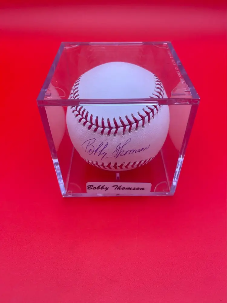 Bobby Thomson Autographed Major League Baseball w/ COA & Case