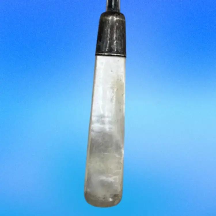 Antique Sterling Silver Mother Of Pearl Serving Dining Fork 3-Prong 7”