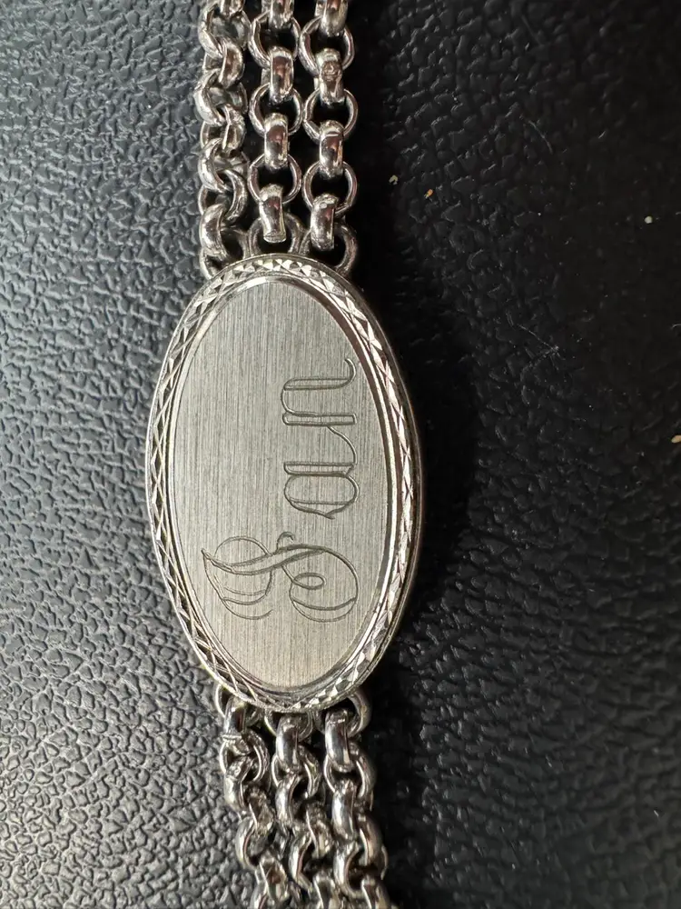 Vintage Speidel USA Triple Chain Link ID Bracelet Engraved With Jan