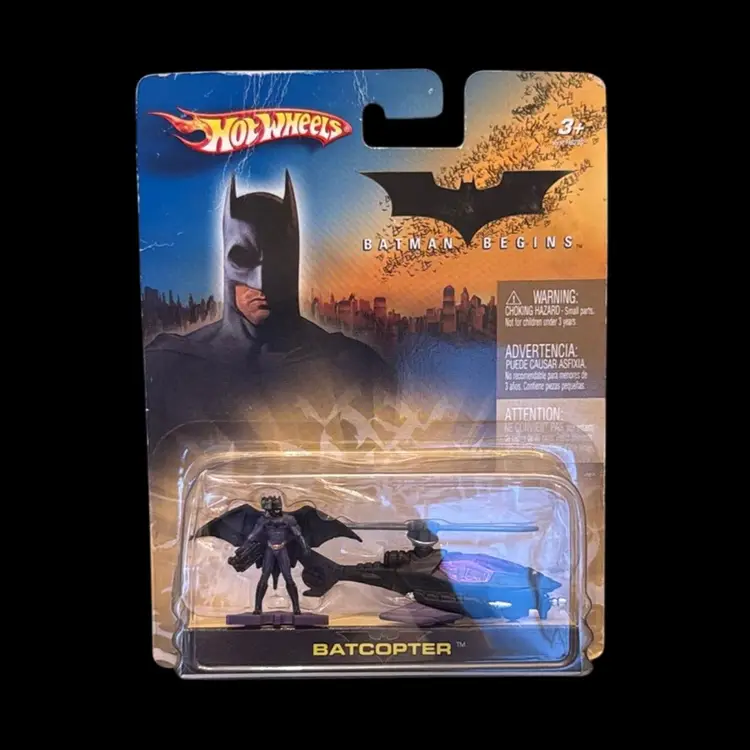 Hot Wheels DC Comics Batman Begins Batcopter Helicopter w/ 1:64 Figure 2005, NOS