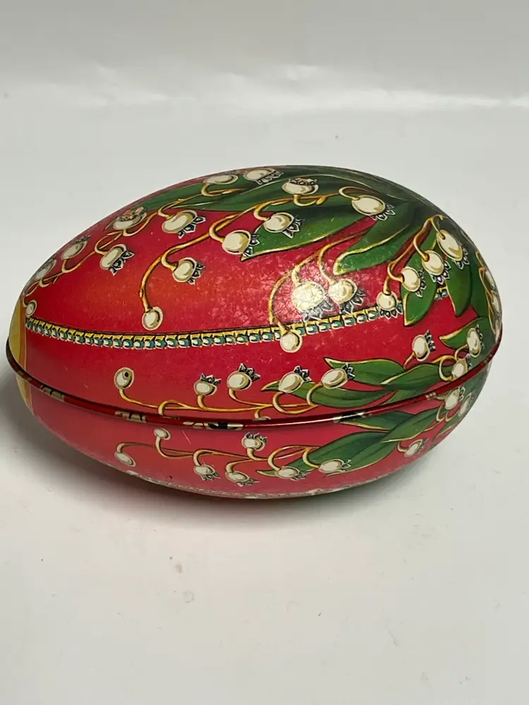 Lilly Of The Valley- Egg Trinket Box- Metal- Vintage