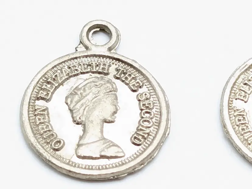 Vintage Queen Elizabeth II Replica Coin Charms Silver Tone x 15
