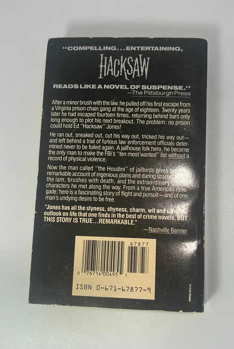 Vintage 'Hacksaw' Edward R. Jones Paperback Book 1990 Pocket Book