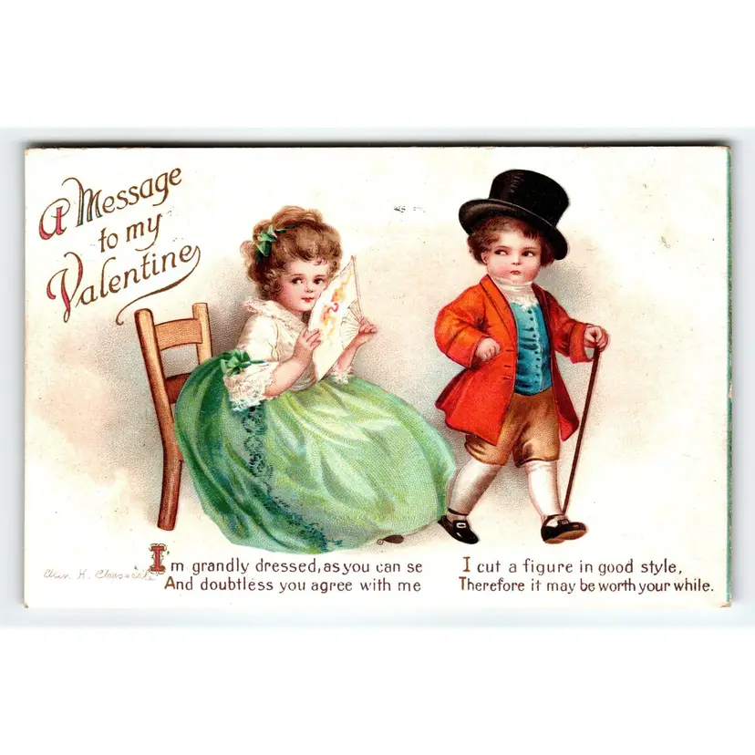 Valentines Day Postcard Children Signed Ellen Clapsaddle Germany 1915 Serie 4658