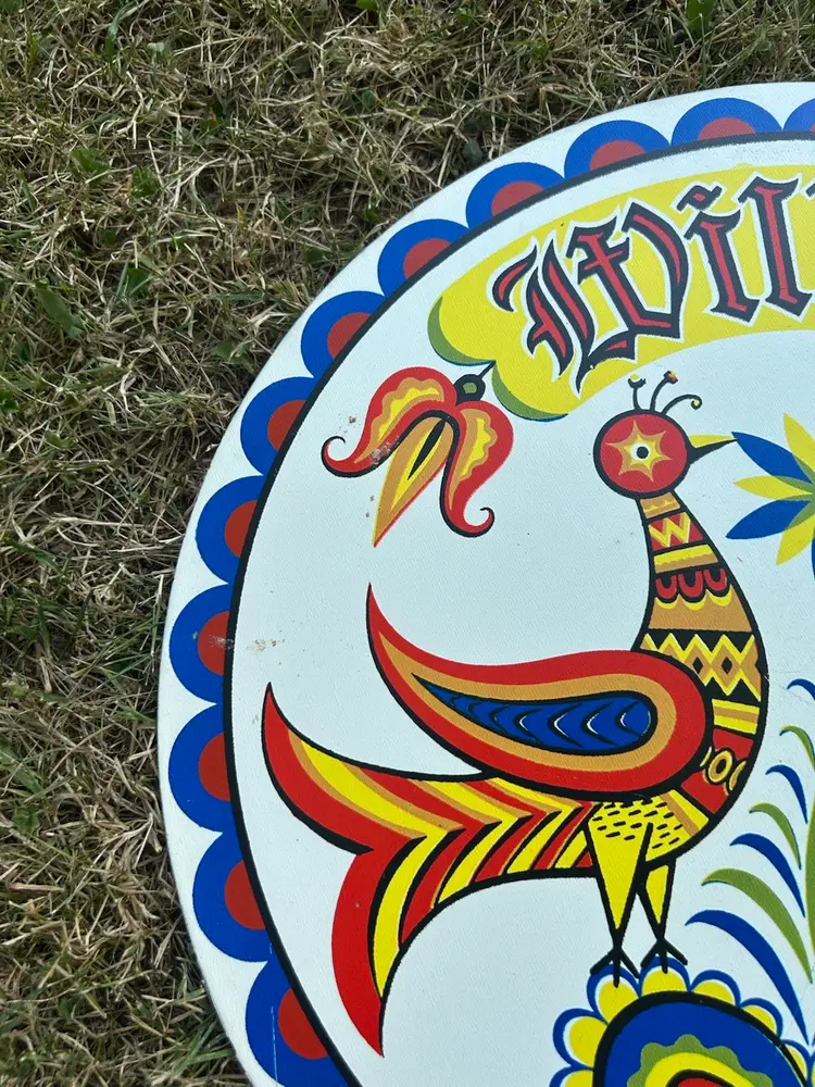 Vintage Pennsylvania Dutch “Wilkum” Hex Wooden Sign