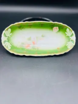 Vintage Germany Tray Celery Dish Carmen Green Floral
