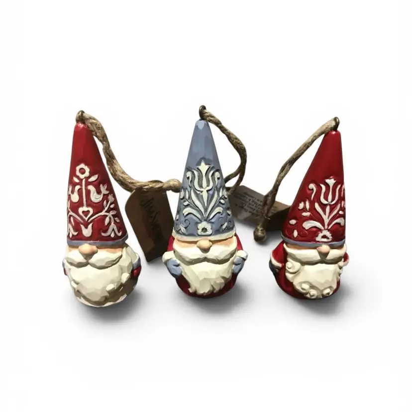 Enesco Jim Shore Set of 3 Gnome Hanging Nordic Noel Christmas Ornament New