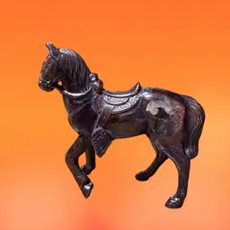 2.5” Miniature Metal Bronze Horse, Western Saddle, Japan