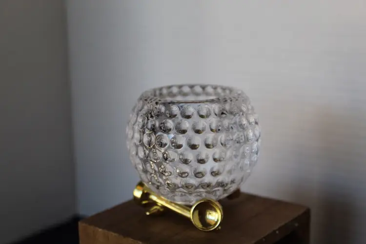 2 PC PRINCESS HOUSE CRYSTAL GOLF BALL & GOLD TEE STAND VOTIVE CANDLE HOLDER