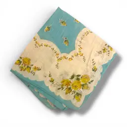 Vintage Blue And Yellow Floral Handkerchief