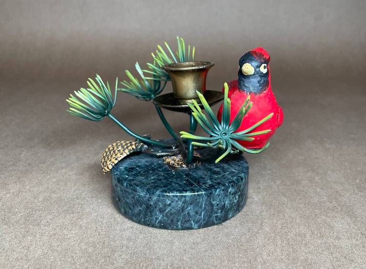 Petites Choses Cardinal Taper Candle Holder - USA - Resin, Metal, Marble