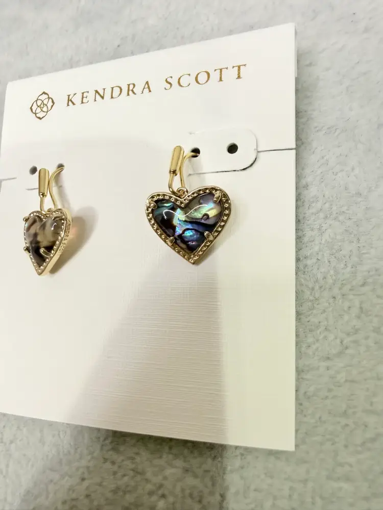 Kendra Scott Heart Abalone Shell Earrings Gold Gift