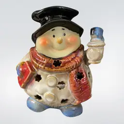 Snowman Ceramic Figurine Tealight Holder