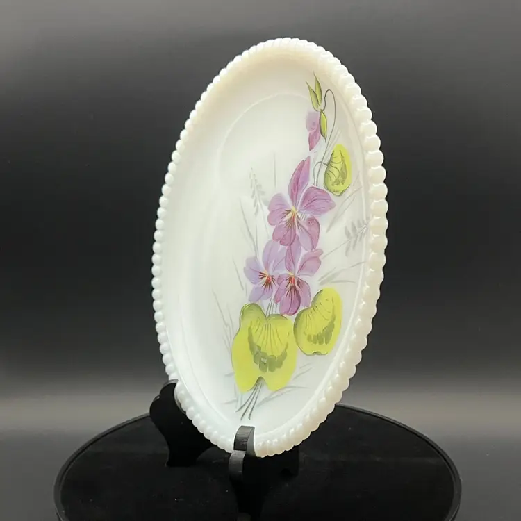 Westmoreland Painted Milk Glass Plate 2