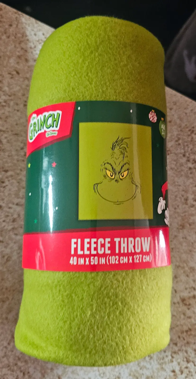 Dr. Seuss The Grinch Face Throw Blanket 2025 Christmas Holiday 40" X 50" NWT